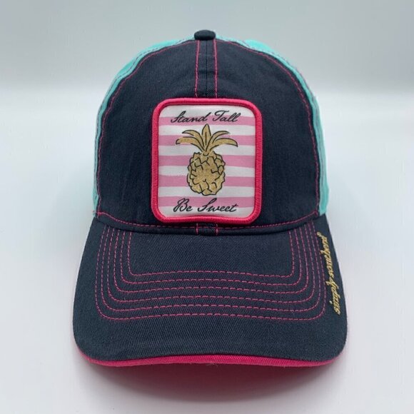 Simply Southern Navy Blue Turquoise Stand Tall Be Sweet Strapback Hat - Picture 2 of 5